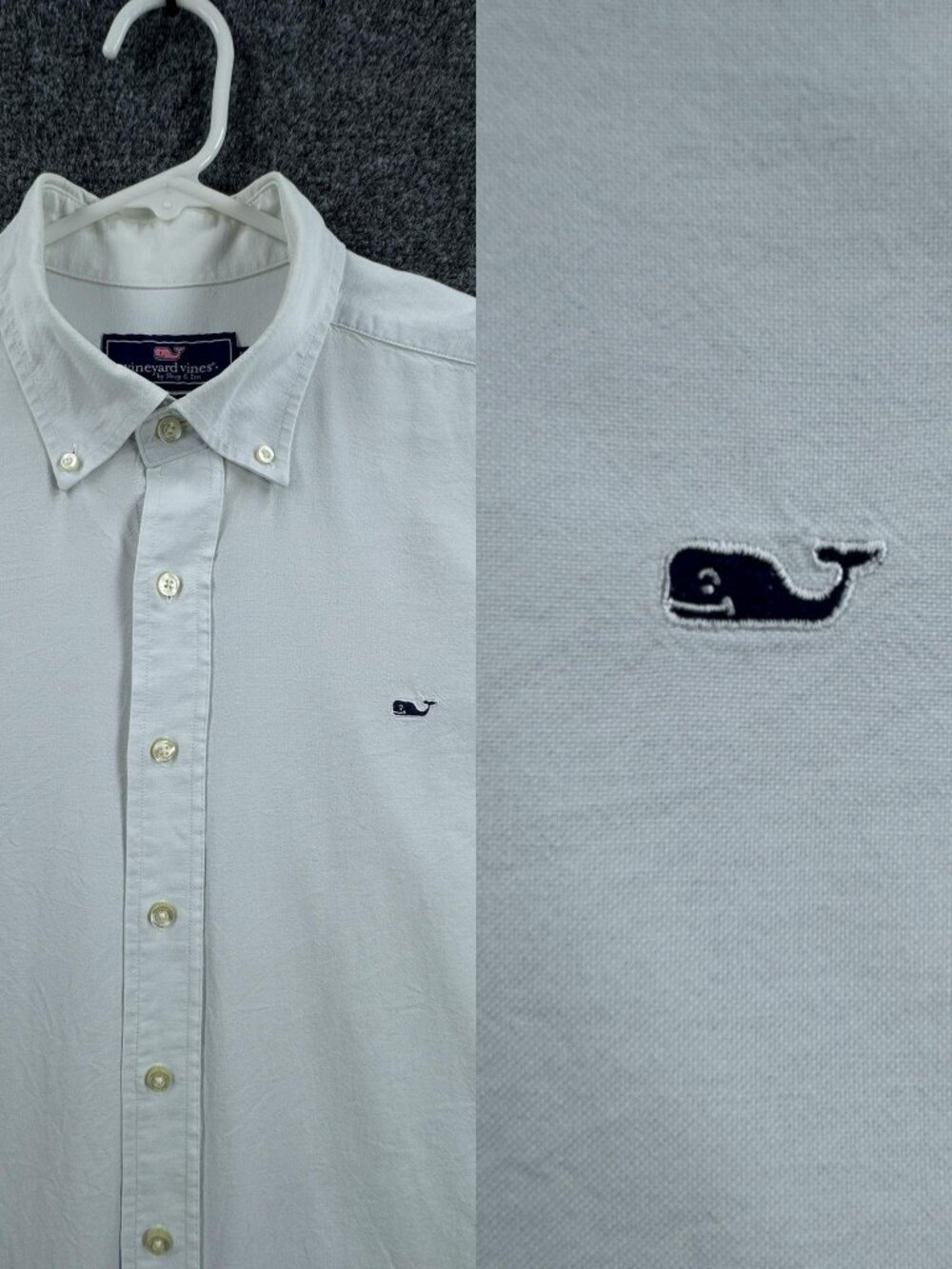 Vineyard Vines Blue Cotton Whale Logo XL Button-Down Mens Solid Shirt Preppy